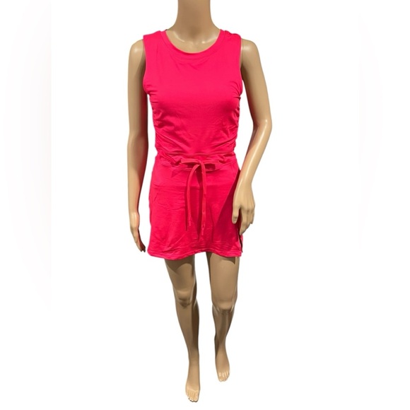 FREE PEOPLE FP MOVEMENT EASY DOES IT DRESS Waistband Malibu Pink Open Back Small - Picture 2 of 16